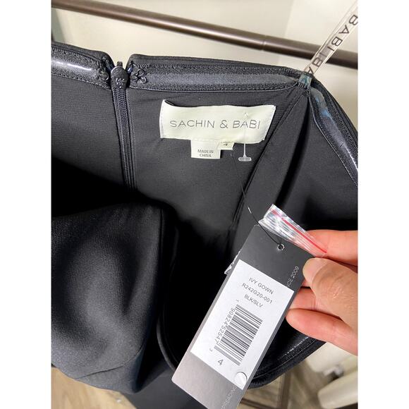 Sachin and Babi Ivy Crepe & Sequin Strapless Gown Dress size 4 - Picture 3 of 6